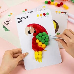 Kids Furry Ball Paste Painting Toy Gift DIY Production Material Packaging Creative Plush Ball Childrens Handicraft Toys Gifts