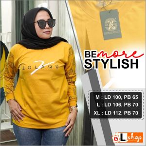KAOS ZOLAQU TERBARU 2024 PAKAIAN WANITA LENGAN PANJANG ATASAN JUMBO OFFICIAL STORE AGEN RESMI KUNING