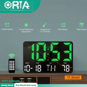 ORIA Large Display Digital Wall Clock W/ Remote Control 11.5 Inch LED Alarm Clock W/ Date Temperature Adjustable Brightness for Living RoomBedroom Office Gym