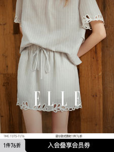 ELLE กระโปรงสั้นทรงเอเอวสูงลายทางปักสำหรับผู้หญิง ฤดูร้อน 2025 เดรสยาวปานกลางสุดสง่างาม