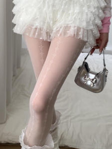 Floral Embroidered Lace Socks Thin Black Silk Bottoming Socks Spring Autumn Anti-Catch Thread Japanese Style Pure Desire