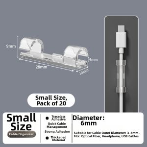 FAJIENUO | Hole-Free Cable Organizer Wire Clips for Data and Network Cables