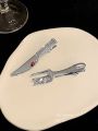 French Liquid Metal Diamond Embedded Hair Accessories Side Duckbill Clip Girl's Hair Decorations Fork And Knife Hair Clips. 