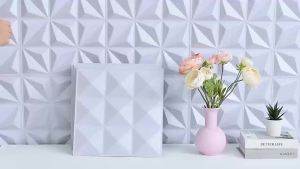 6/12 Cái Tấm Ốp Tường 3D PVC Đen Trắng Phong Cách Hiện Đại Dùng Trang Trí Trong Nhà Và Ngoài Trời Thích Hợp Cho Tường 118x118
