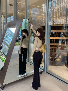 กางเกงวอร์มทรงหลวมเอวสูงสำหรับผู้หญิง ZRZV สีดำ ทรงลำลอง ทรงขากระบอกเล็ก ทรงลำลอง ฤดูใบไม้ร่วง 2025 กางเกงขายาวทรงลำลอง