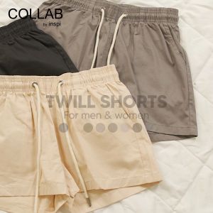 Collab By Inspi Twill Shorts for Woman and Men w/ Side Pockets Drawstring Korean Formal Casual Short for Women Beach Plain Outfit