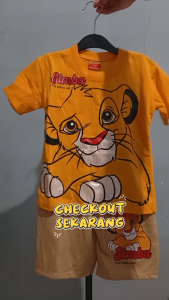 SETELAN BAJU ANAK karakter Lion Simba BAHAN PREMIUM USIA 1-4 TH.