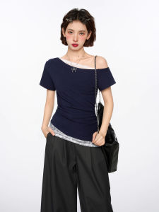 BAIDAIFEI | Off Shoulder Slim Fit Lace T-Shirt Short Crop