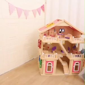 บ้านไม้ 3ชั้น 🏰🏰ประกอบบ้านต่อของเด็กเล่นตุ๊กตา House ของขวัญสำหรับเด็ก🏰🏰พร้อมส่ง🏰🏰