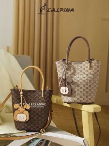 Lalpina2025 Vintage Floral Ladies Shoulder Bag Versatile Small Bucket Crossbody Bag for Daily Use Soft PVC Material Washable