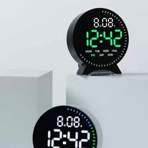 Digital Alarm Clock Week Date Second Hand Display Mood Light Dual Alarm Auto Dimmable Snooze Table Clock 12/24H DST LED Clock