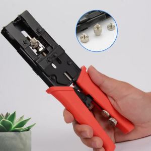 Bộ Dụng Cụ Uốn Nén Đồng Trục Kèm Dụng Cụ Bóc Vỏ Cáp Cho Đầu Nối RG6 RG58 RG59 F BNC RCA Kìm Thép Carbon Đa Chức Năng