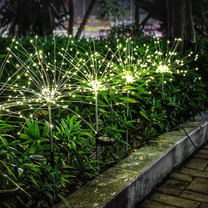 Christmas Solar Garden Lights Outdoor Waterproof 90/120 LED Solar Powered Firework Stake Lights for Yard Pathway Flowerbed Decor