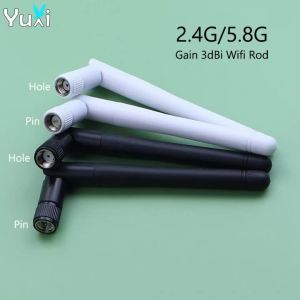 YuXi 2.4G 5G 5.8G Folded Dual Frequency Stick Wifi Bluetooth Module Zigebee Aerial High Gain 3dBi Plastic Rod SMA Pin Hole Plug