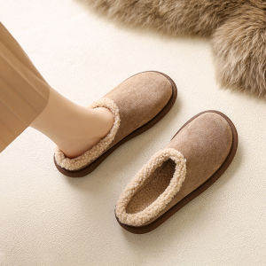 Office Thickened Fleece Lined Slip-On Womens Birkenshoes Low Heel round Toe Rubber Sole Casual Shoes Pure Color Footwear