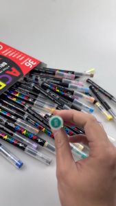 60 Colors Acrylic Paint Markers Brush Tip Water Based Acrylic Markers with Automatic Ink Control System Waterproof Acrylic Paint Pens for Rock Painting Wood Fabric Egg Christmas Gift