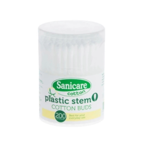 Sanicare Plastic Stem Cotton Buds 200 Tips in Canister