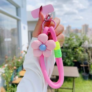 Korea Y2k Ctue Flower Candy Color Phone Lanyard Simplicity Short Phone Strap Pearl Style Phone Chain Bracelet Phone Accessories