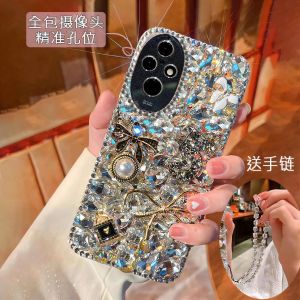 Luxurious Bling Phone Case for Honor 200 Series with Edge Protection Sparkling Water Diamonds Fashionable Creative Design