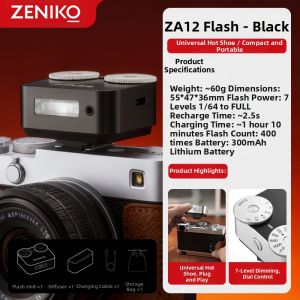 ZENIKO | Dual Wheel Retro Mini Flash for Fuji XM5 XT3 Sony A7M3 Ricoh GR3/4