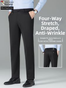 TUCANO | Mens Straight Trousers Relaxed Fit Drape Pants