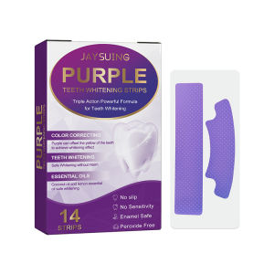 14pcs/box Teeth Bleaching Strip Purple Dental Cleaning Whitener Veneers Oral Hygiene Care Brightening Tooth Whitening Gel Strips