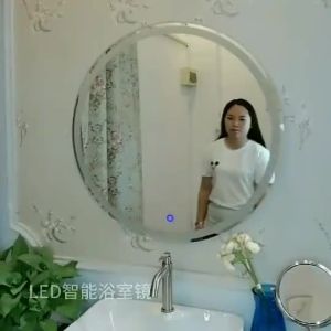 Touch Screen Smart Anti-Fog Lighting Wall-Mounted Round Bathroom Mirror