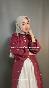 MelodyOutfit - Lena One Set Hijab Korean Style (Hijab + Tunik Sabila + Rok Duyung) Setelan Wanita MUSLIM Model Terbaru OOTD Lebaran Bukber Hangout Set AA462