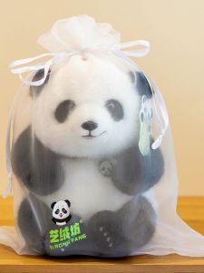 Cute Panda Doll Plush Toy Valentines Day Gift for Girls Five Months Old Simulation Stuffed Animal Collectible Figurine
