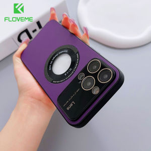 FLOVEME Armor Large Window Phone Case For iPhone 14 13 12 11 Pro Max 14 Plus Logo Hole Wireless Charging PU Leather Shockproof Back Cover For iphone 14 13 12 11