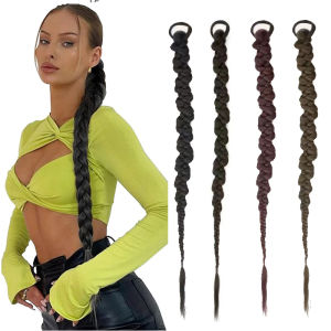 Wig Ponytail Rubber Band Ponytail Long Braid Hair Black Brown Fake False Hair Extensions Braided Ponytail