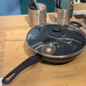 Wajan Penggorengan Alumunium Wokpan Anti Lengket Dengan Tutup Kaca Diameter 28cm WEO IK0920