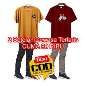 Paket hemat 2 setelan kaos dan celana panjang pria dewasa