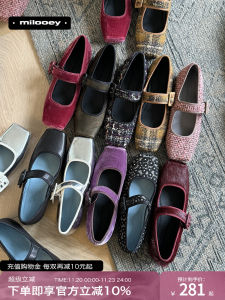 รองเท้าบัลเลต์ส้นเตี้ยแบบสวมหัวเหลี่ยมสไตล์จีนใหม่สำหรับผู้หญิง รองเท้าบัลเลต์แบบสวมหัวเหลี่ยมส้นเตี้ยสำหรับใส่ไปทำงานในชีวิตประจำวัน