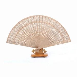 1 Pcs 8-inch Fully Punched Fragrant Wooden Folding Fan Imitation Sandalwood Ancient Style Folding Fan Craft Gift