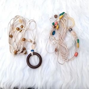 Thắt lưng nữ dây bện vỏ ốc gắn hạt gỗ đai váy thời trang khóa tròn cổ điển