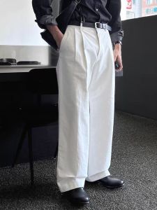 Premium White Mens Casual Pants American Loose Straight Leg Trousers Versatile Workwear West Suit Fashionable Youth Style