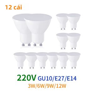 12 Bóng Đèn LED GU10 3W 6W 9W 12W Góc Chùm 270 Độ AC220V Cho Văn Phòng Nhà Chiếu Sáng Trang Trí