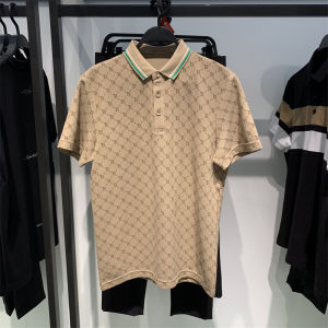 Áo Thun Nam Tay Ngắn Màu Kaki in Chữ B Thời Trang Mùa Hè 2024 Phong Cách Thường Ngày Cổ Polo in Họa Tiết Thời Trang