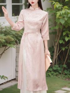 Retro Zen Inspired Womens Chinese Style Reformed Tang Suit High Beauty Summer Two-Piece Set Foot Bath Head Therapist Workwear