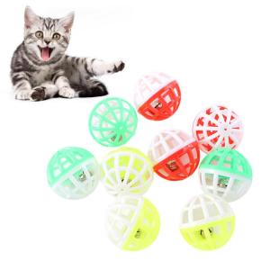 10/30/50pcs Pet Toys Plastic Kitten Training Ball With Bell Hollow Cat Fun Throw Ball Random Color
