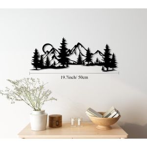 CIFbuy | Mountain Landscape Iron Wall Art Rustic Metal Sculpture Fireplace Mantel Indoor Outdoor Home Decor Gift Ornament