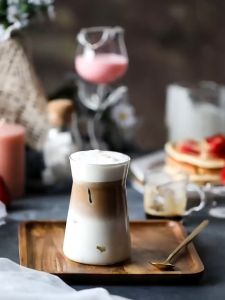 Kitchen Plus Creative Iced Latte Coffee Cup Glass Cup Heat Resistant Glass Water Cup KP901