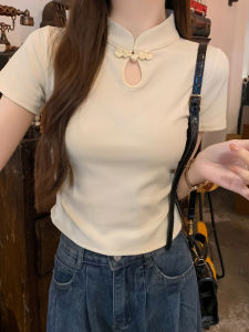 Chinese Style Hollow Short Sleeve Blouse