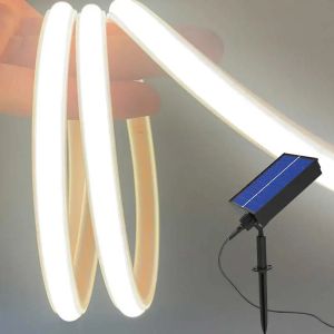 24V COB Solar Neon Light Strips Solar Flexible Lights Waterproof IP68 Warm White 1m 2m 3m 4m 5m LED Strip For Garden Decoration