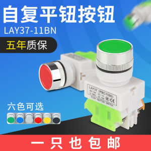 Self-Resetting Flat-Head Button Switch PBC Self-Locking LAY37-11BN Normally Open And Closed Plain Button