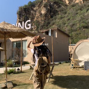 Mountain Camping Style Denim Casual Parka Khaki Backpack Large Capacity Hiking Backpack Outdoor Sports Mens and Womens Schoolbag