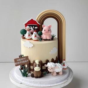 Adorable Farm Theme Cake Topper & Soft Animal Figurines for Baby Showers & Birthday Celebrations