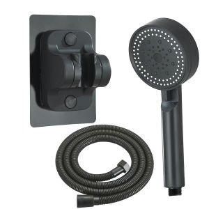 Water Saving Black Shower Head 5 Modes High Pressure Adjustable Handheld Head Handshower Head Plastic Bracket 150cm Hose