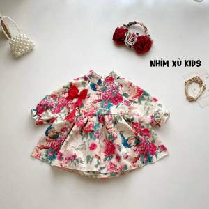 (3-12kg) Body Cổ Tàu Hoa Công NHÍM XÙ KIDS Cho Bé Gái Sơ Sinh Đầy Tháng Thôi Nôi B128
